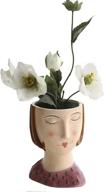 lemonadeus multi-use ceramic girls face vase creative head planter - beauty head vase, unique makeup brush holder, pen holder, and floral vases логотип