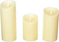 🕯️ luminara flameless candles set of 3 - real wax pillar candles with moving flame effect, ivory, scented, remote included логотип