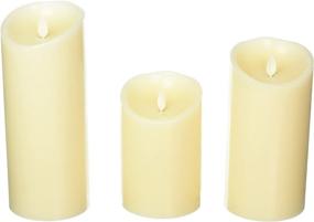 img 1 attached to 🕯️ Luminara Flameless Candles Set of 3 - Real Wax Pillar Candles with Moving Flame Effect, Ivory, Scented, Remote Included