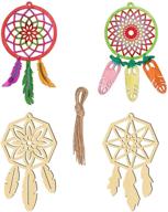 🌙 40 pcs wooden dream catchers kit for kids girls - diy crafts christmas ornaments, unfinished wood hanging ornaments with wood slices for home decor & diy painting logo