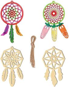 img 4 attached to 🌙 40 PCS Wooden Dream Catchers Kit for Kids Girls - DIY Crafts Christmas Ornaments, Unfinished Wood Hanging Ornaments with Wood Slices for Home Decor & DIY Painting