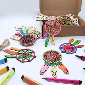 img 2 attached to 🌙 40 PCS Wooden Dream Catchers Kit for Kids Girls - DIY Crafts Christmas Ornaments, Unfinished Wood Hanging Ornaments with Wood Slices for Home Decor & DIY Painting