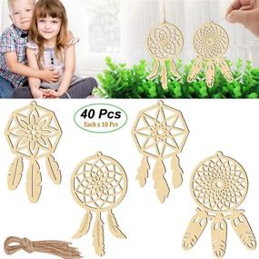 img 3 attached to 🌙 40 PCS Wooden Dream Catchers Kit for Kids Girls - DIY Crafts Christmas Ornaments, Unfinished Wood Hanging Ornaments with Wood Slices for Home Decor & DIY Painting