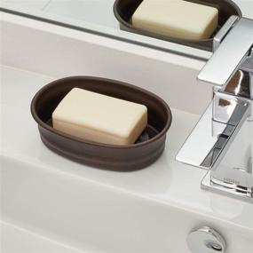 img 2 attached to 🛁 iDesign York Bronze Metal Soap Dish for Bathroom, Shower, Vanity - Compact Design: 3.87"x 5.5"x 1.4