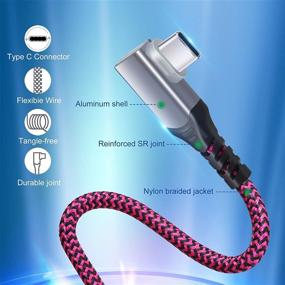 img 2 attached to 10ft Right Angle USB C Cable [4-Pack] Fast Charging Type C Charger Nylon Braided Cord for Galaxy S10/S9/S8/Note, LG, Moto, Pixel and More - Blue, Hotpink, Green, White