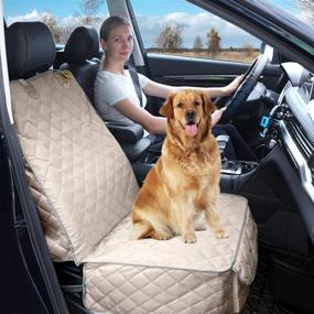 img 3 attached to 🐶 Bark Lover Deluxe Front Seat Dog Seat Cover - Enhanced Durability, Waterproof Front Seat Protector, Highly Heat Resistant and Nonslip, Universal Size for Dogs and Kids