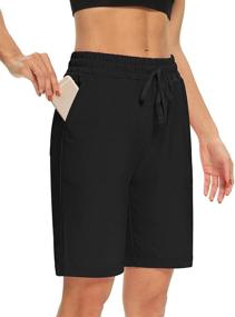 img 4 attached to 🩳 DIBAOLONG Womens Yoga Shorts: Loose, Comfy Drawstring Lounge Bermuda Shorts with 3 Pockets for Optimal Comfort and Style