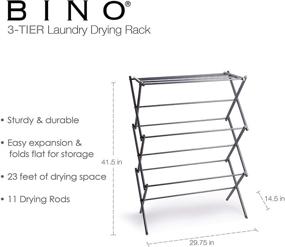 img 3 attached to 👕 BINO 3-Tier Collapsing Foldable Laundry Drying Rack, Silver - Efficient Space-Saving Solution for Air-Drying Clothes