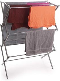 img 1 attached to 👕 BINO 3-Tier Collapsing Foldable Laundry Drying Rack, Silver - Efficient Space-Saving Solution for Air-Drying Clothes