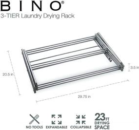img 2 attached to 👕 BINO 3-Tier Collapsing Foldable Laundry Drying Rack, Silver - Efficient Space-Saving Solution for Air-Drying Clothes
