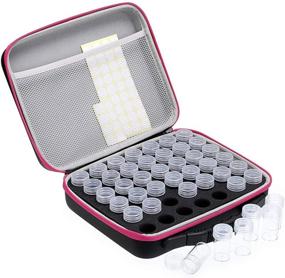 img 4 attached to 💎 Hipiwe Pink 42-Slot PU Leather Diamond Painting Storage Case - Craft Organizer for Diamond Embroidery, Art, Jewelry, Beads, Rhinestones - DIY Accessory Container Holder for Sewing Pills