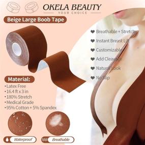 img 3 attached to 👙 XL Breast Lift Tape for Large Breasts - Breathable Chest Support Tape with Reusable Nipplecover Adhesive Bra (Brown), Ideal for Athletic Activities and Body Support