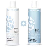 🌿 purezero moroccan argan oil shampoo & conditioner set - repair and restore damaged hair - enhance strength, shine & softness - sulfate-free, paraben-free, dye-free, gluten-free - 100% vegan, cruelty-free - ideal for color treated hair logo