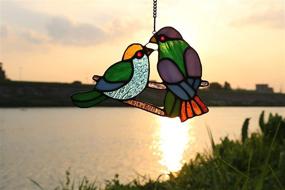 img 2 attached to 🎁 HAOSUM Lover Birds Tiffany Style Stained Glass Window Hangings: Perfect Ornament Gift for Mom and Friends (4.7"×7.1”) - Detailed Review and Best Prices!
