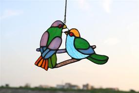 img 1 attached to 🎁 HAOSUM Lover Birds Tiffany Style Stained Glass Window Hangings: Perfect Ornament Gift for Mom and Friends (4.7"×7.1”) - Detailed Review and Best Prices!