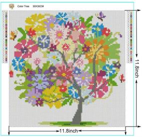 img 1 attached to 🌈 Grebesty Color Tree Diamond Painting Kit - Full Drill, 5D, Frameless, 11.8x11.8inch