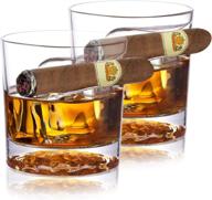 chouggo cigar whiskey glasses – innovative ice ball base, set of 2 old fashioned glasses with cigar rest holder – ideal whiskey gifts for men, dad, boyfriend, husband, grandpa logo