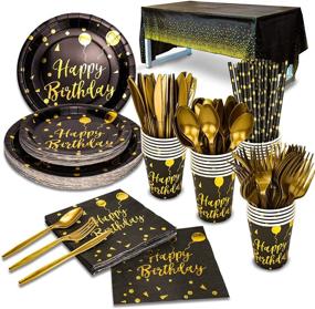 img 4 attached to Pieces Disposable Dinnerware Golden Birthday