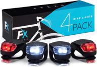 🚴 fx ffexs bike lights front and back - complete bike lights set (batteries + extra sets) - ultra bright front rear bicycle lights with waterproof silicone housing logo