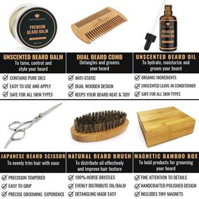 img 2 attached to 🧔 Organic Beard Grooming Kit for Men - Naturenics Premium Unscented Beard Oil, Beard Balm Butter Wax, Beard Brush, Beard Comb, Beard Scissors for Beard & Mustache - Includes Bamboo Box & eBook