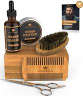 🧔 organic beard grooming kit for men - naturenics premium unscented beard oil, beard balm butter wax, beard brush, beard comb, beard scissors for beard & mustache - includes bamboo box & ebook logo