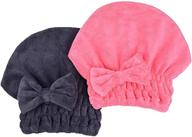 🎀 mayouth microfiber hair drying towels head wrap with bow-knot shower cap - perfect hair turban for curly long & wet hair - 2 pack ideal gift for women logo