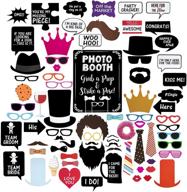 🖼 chalkboard style wedding photo booth props - wooden stick set with stand, 75 pieces logo