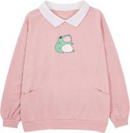 stylish women's frog sweatshirt: oversize pullover with kawaii graphic and long sleeves - aesthetic clothing for a perfect blend of comfort and trendiness logo