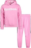 👧 reebok girls' jogger set - 2 piece hoodie sweatshirt and sweatpants sweatsuit, size 4-12: stylish comfort for active kids logo