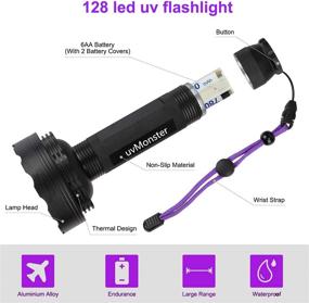 img 1 attached to 🔦 Super Bright 128 LED UV Blacklight Flashlight for Pet Urine Stains, Bed Bugs, Scorpions Hunting - Pet Dog Cat Urine Detector Light