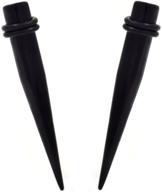 🔳 black acrylic straight piercing tapers ear stretching jewelry - 1 gauge (1g-7mm) by byb plugs logo