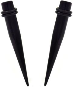 img 1 attached to 🔳 Black Acrylic Straight Piercing Tapers Ear Stretching Jewelry - 1 Gauge (1G-7mm) by BYB Plugs