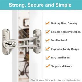 img 2 attached to 🚪 2-Pack Home Security Door Lock Latch for Kids - Swing-in Door Reinforcement Locks, Thicken Solid Aluminium Alloy, Satin Nickel Finish