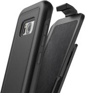 📱 encased products rebel series galaxy s8 tough belt case & holster clip - dual layer drop protection with hard cover + soft tpu lining - impact armor in smooth black for samsung s8 logo