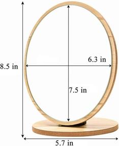 img 3 attached to 💄 Oval Table Mirror with Rotating Wood Frame - Ideal for Makeup and Cosmetics