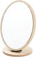 💄 oval table mirror with rotating wood frame - ideal for makeup and cosmetics logo