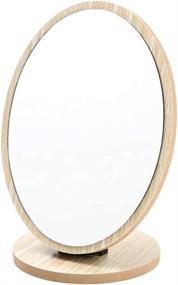 img 4 attached to 💄 Oval Table Mirror with Rotating Wood Frame - Ideal for Makeup and Cosmetics