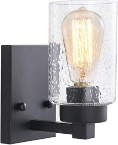 img 4 attached to 💡 Black Farmhouse Wall Sconce with Clear Glass Shades - Vintage Edison Style Light Fixture for Industrial Bathroom Vanity, Dressing Vanity Table, Hallway, Bedroom, Study - Bulb Not Included