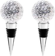 🍷 axayinc 2pcs decorative crystal wine and beverage bottle stopper set - exquisite zinc alloy and glass reusable plug for wine with gift box (2golf) логотип