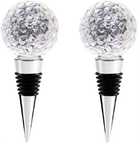 img 4 attached to 🍷 AXAYINC 2pcs Decorative Crystal Wine and Beverage Bottle Stopper Set - Exquisite Zinc Alloy and Glass Reusable Plug for Wine with Gift Box (2Golf)