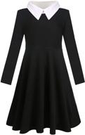 adorable jorssar girls black halloween peter pan collar dress: trendy kids cotton twirly dress in size 5-12 years logo