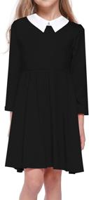 img 3 attached to Adorable Jorssar Girls Black Halloween Peter Pan Collar Dress: Trendy Kids Cotton Twirly Dress in Size 5-12 Years