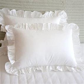 img 3 attached to 🌟 High-Quality Precious Star Linen Pillow Sham Set - 2-Piece Solid Design, 600 Thread Count Natural Cotton, Hypoallergenic - Standard Size (20'' x 26'') - Elegant Edge Ruffle White