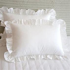 img 1 attached to 🌟 High-Quality Precious Star Linen Pillow Sham Set - 2-Piece Solid Design, 600 Thread Count Natural Cotton, Hypoallergenic - Standard Size (20'' x 26'') - Elegant Edge Ruffle White