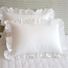 img 2 attached to 🌟 High-Quality Precious Star Linen Pillow Sham Set - 2-Piece Solid Design, 600 Thread Count Natural Cotton, Hypoallergenic - Standard Size (20'' x 26'') - Elegant Edge Ruffle White