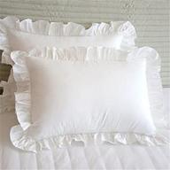 🌟 high-quality precious star linen pillow sham set - 2-piece solid design, 600 thread count natural cotton, hypoallergenic - standard size (20'' x 26'') - elegant edge ruffle white logo