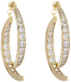 img 1 attached to 💎 Exquisite 18k Gold Plated Cross Curved Drop Dangle Earrings for Women - Perfect for Weddings and Teen Girls