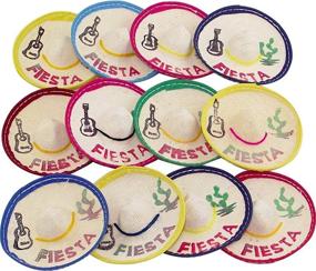 img 4 attached to 🎉 Colorful 12 Mini Fiesta Sombreros - 3 Inches Wide Mini Hats (Pack of 12)