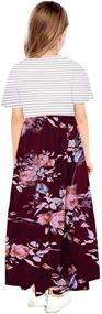 img 1 attached to 👗 Girls Maxi Dress: KYMIDY Kids Casual Striped Floral Summer Dresses with Pockets (Ages 6-12)