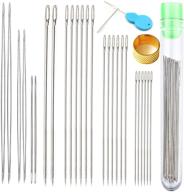 🧵 assorted beading needles set with 6 big eye needles + 20 long straight thread needles by y-axis, including needle bottle logo